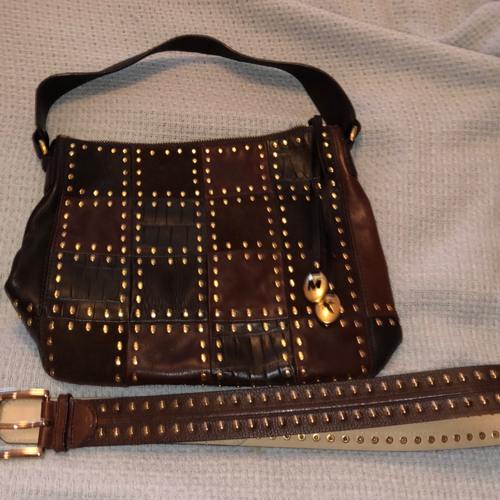 Michael Kors Leather and Suede Brown Bag and.Belt